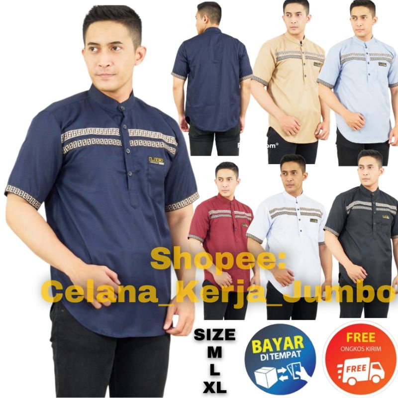 Baju Koko Kurta FF Lengan Pendek Pria Cowok Bahan Katun Adem Bisa Bayar Ditempat COD