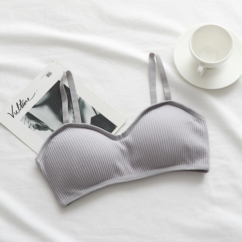 Bra Wanita Tanpa Kawat Bahan Halus Pakaian Dalam bralette Push Up Elastis Sexy Sport Bra-Bra-8 Abu-Abu
