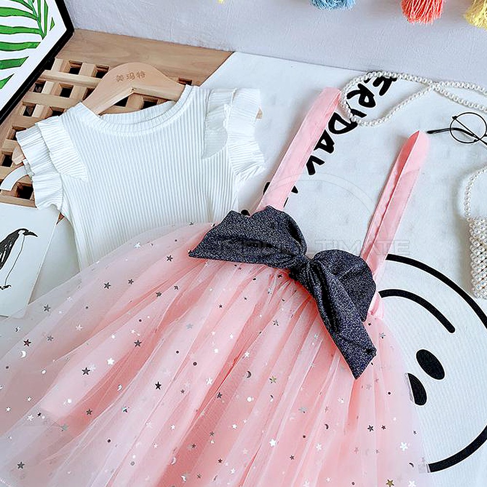 Setelan Baju Rok Tile Import Premium Anak Bayi Balita Dress Bayi Perempuan Overall Gaun Dress Tutu Import Sparkle Kaos Bayi Cewek Pakaian Anak Bayi Balita DRI-101