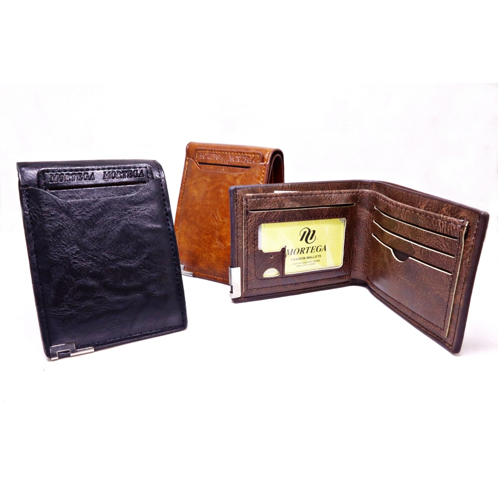 DOMPET MORTEGA LIPAT KULIT / DOMPET FASHION PRIA KULIT / DOMPET LEATHER M-6301