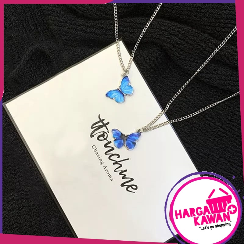 Kalung Kupu kupu  Butterfly Glossy Necklace Silver Kalung Kekinian Gaya Korea kupu-kupu