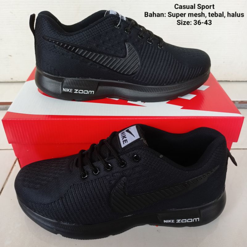 Sepatu Sekolah Hitam Polos Zoom Sepatu Kerja Running