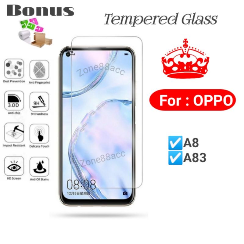 Antigores Tempered Glass Screen Guard protector Oppo A8 A83 TG Bening Antiblue Spy Blue light Full Garskin Lensa Lens Pelindung Layar 9D