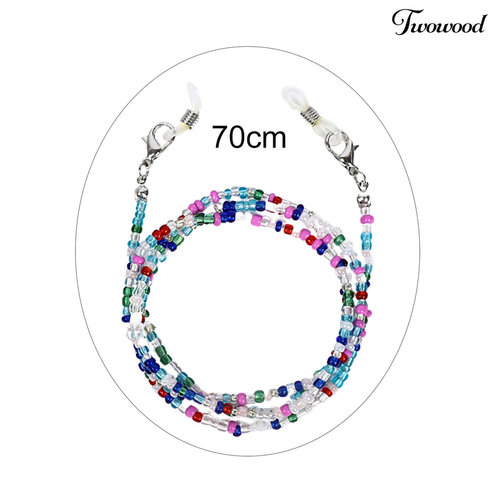 Twowood Anti-Lost Portable Eyeglass Chain Necklace Colorful Beaded Hanging Face Cover Chain Holder Glass Accessories