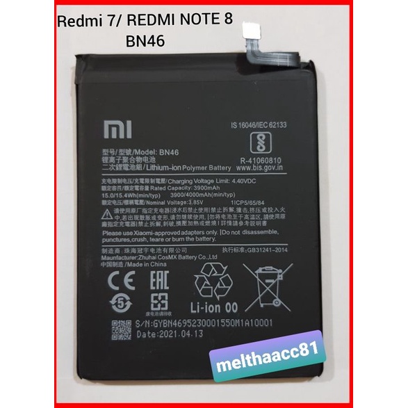 Baterai Battery Batre Xiaomi Redmi Note 8 Redmi 7 BN46 ORIGINAL Batere Battery Xiaomi Redmi 7 Redmi 