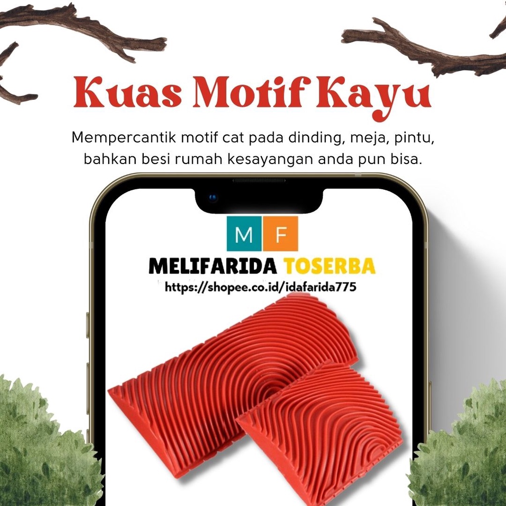 Kuas Cat Motif Serat Corak Kayu Bahan Silicon Rubber Wood Grain