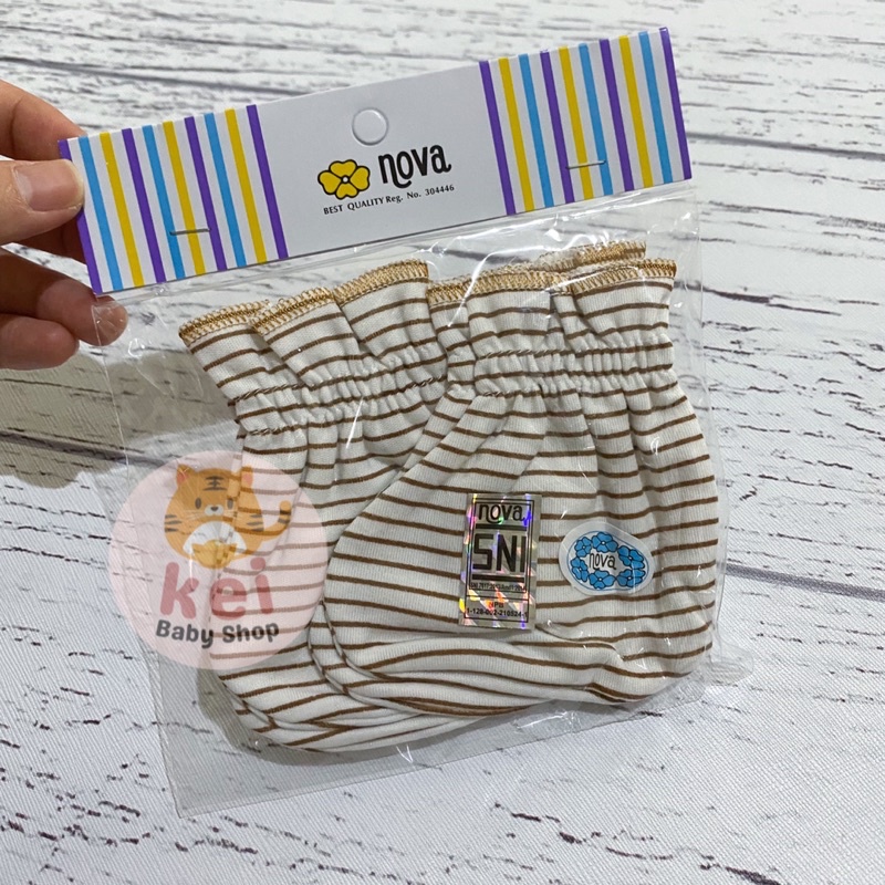 Nova Sarung Tangan Kaki Bayi Newborn Coklat - STK Mittens Booties Bayi Newborn Nova