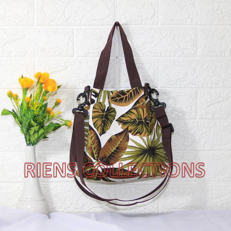 SLING BAG TAS SELEMPANG KANVAS MOTIF  ADENIA COKLAT RIENS COLLECTIONS. TAS KANVAS JOGJA