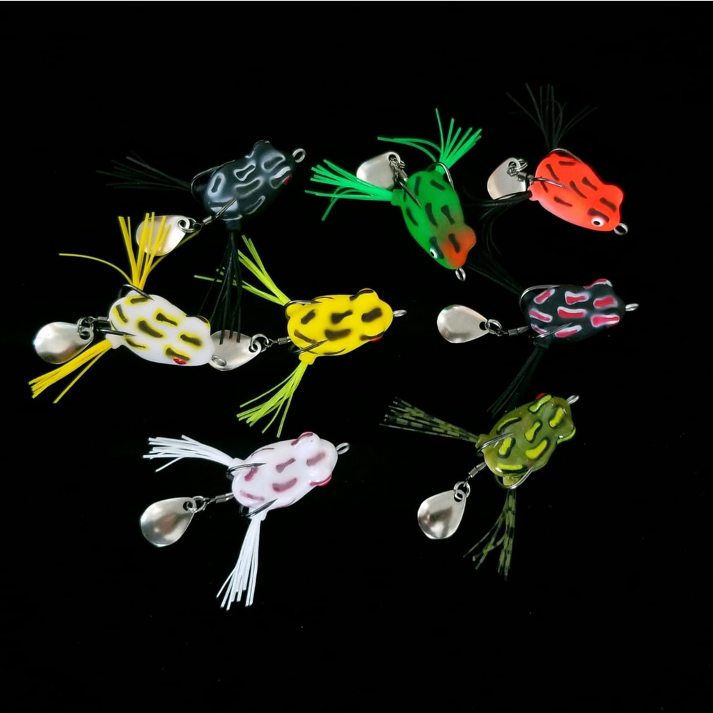 Umpan Mini Soft Frog Spoon 3cm/4.2g Umpan Gabusan Bentuk Katak Ekor Bewarna Dengan Payet