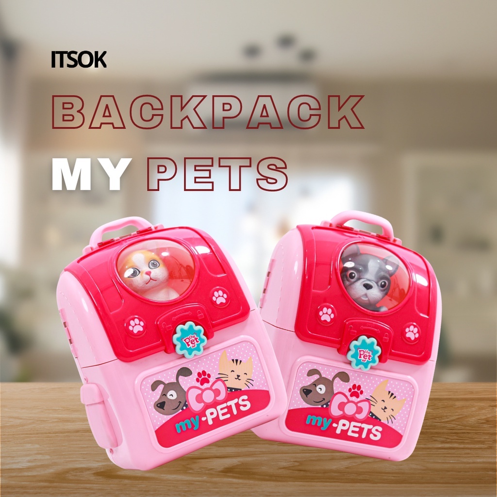 ITSOK Mainan Anak Back Pack My Pets/Mainan Make Up Set Pet Back Pack/Mainan Edukasi Anak/Mainan Tas