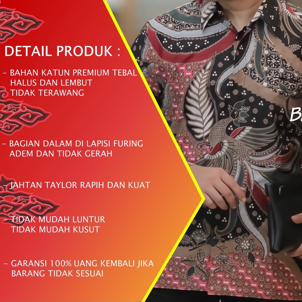 KEMEJA BATIK PRIA PREMIUM LENGAN PANJANG REGULAR BATIK ALUNA PCW 027