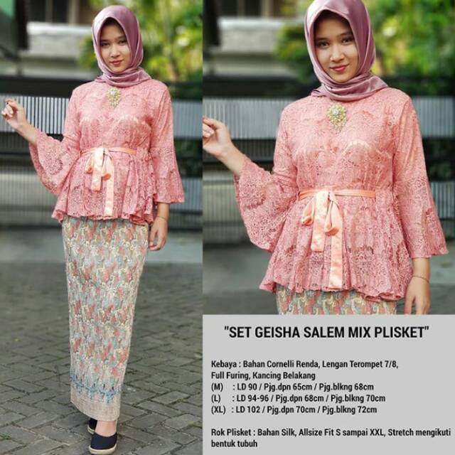 KEBAYA MURAH COUPLE/KEBAYA BRUKAT/KEBAYA BROKAT/SERAGAM NIKAH/PLISKET/SET GEISHA SALEM
