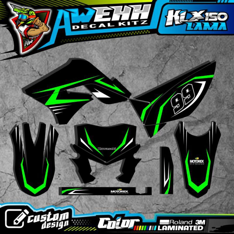 DECAL KLX 150 S KLX LAMA DTRACKER LAMA LIST HIJAU SIMPLE