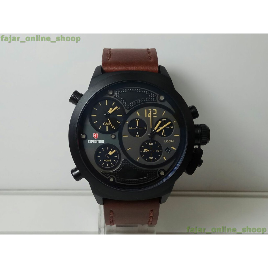 Jam Tangan Expedition E 6396 Black Brown Original