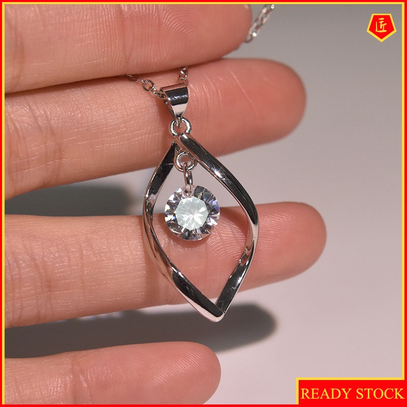 [Ready Stock]Japanese And Korean Simple Elegant Zircon Twist Fashion Necklace Pendant