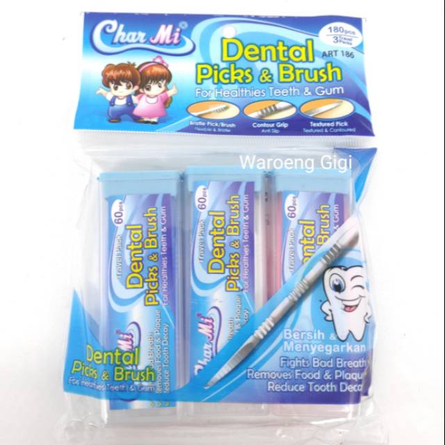 Charmi Dental Picks &amp; Brush isi 180 pcs ART 186