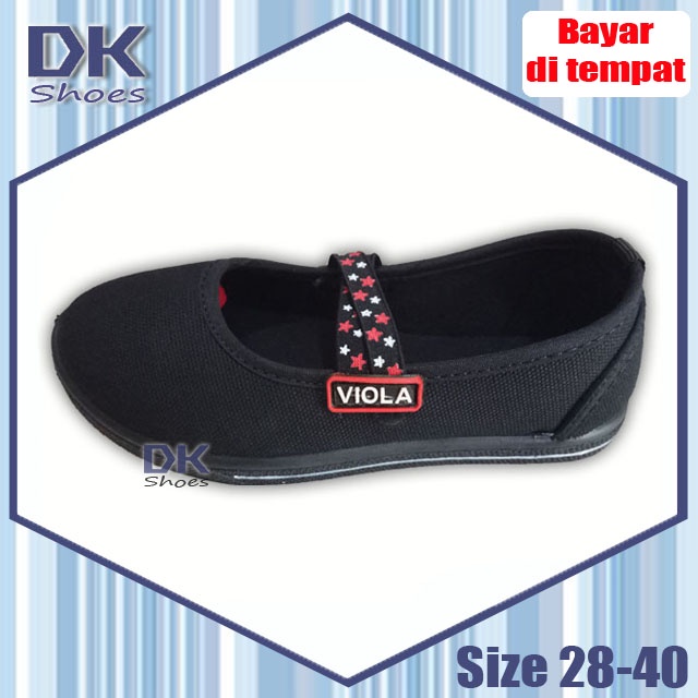 Stella 30-40 / Sepatu Sekolah Hitam Anak Perempuan TK Paud SD / Flat Shoes Hitam