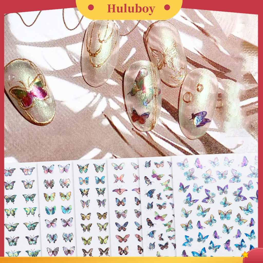 Huluboy Huluboy♡ Stiker Kuku Motif Butterfly Tahan Air Untuk Nail Art