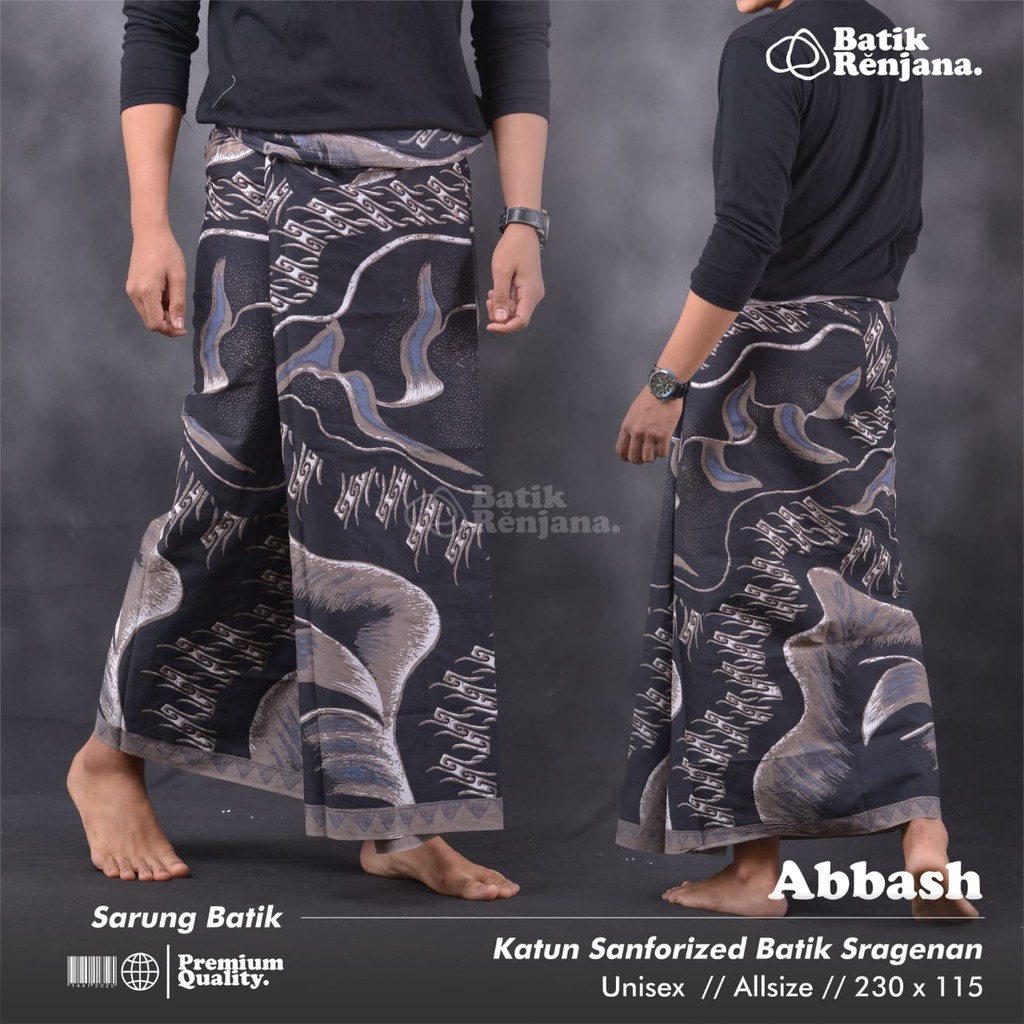 ABBASH Sarung Batik Pria Cowok Dewasa Premium Motif Batik Lebaran Asli Solo ALL Size RENJANA