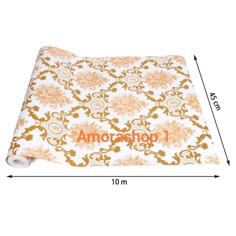 Wallpaper Stiker Dinding Batik Gold Krem10m x 45cm