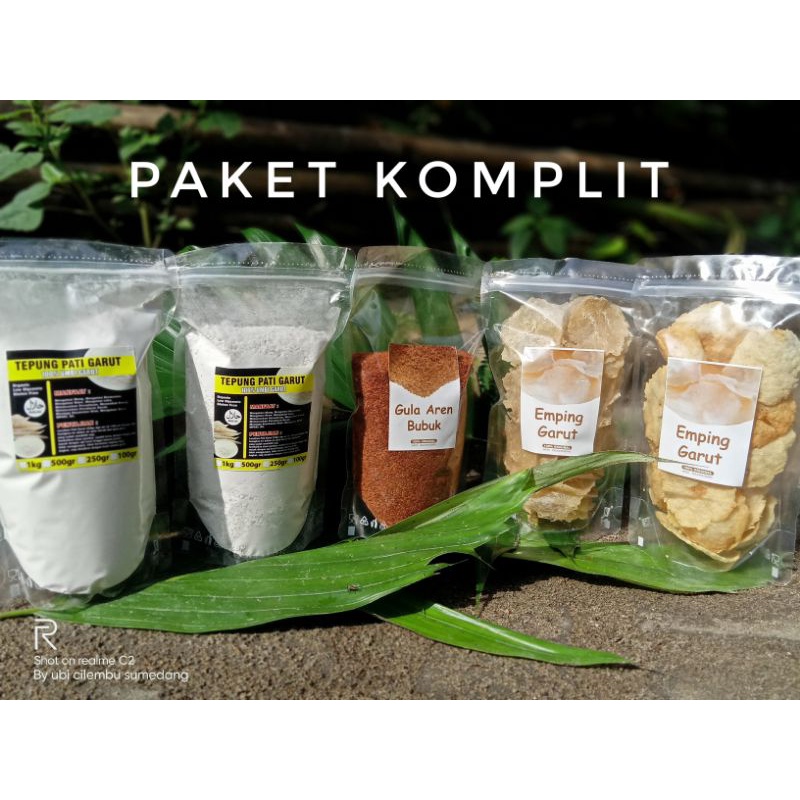 

paket komplit tepung pati garut halus/gula aren semut/emping garut