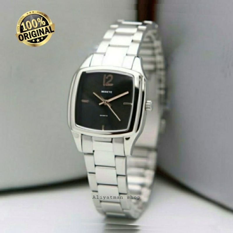 Jam Tangan wanita/cewek terbaru oval hitam rosgold strap stainliss tahan air bayar di tempat free batre cadangan