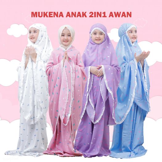 Mukena Rayon Anak Tanggung 2in1 Awan