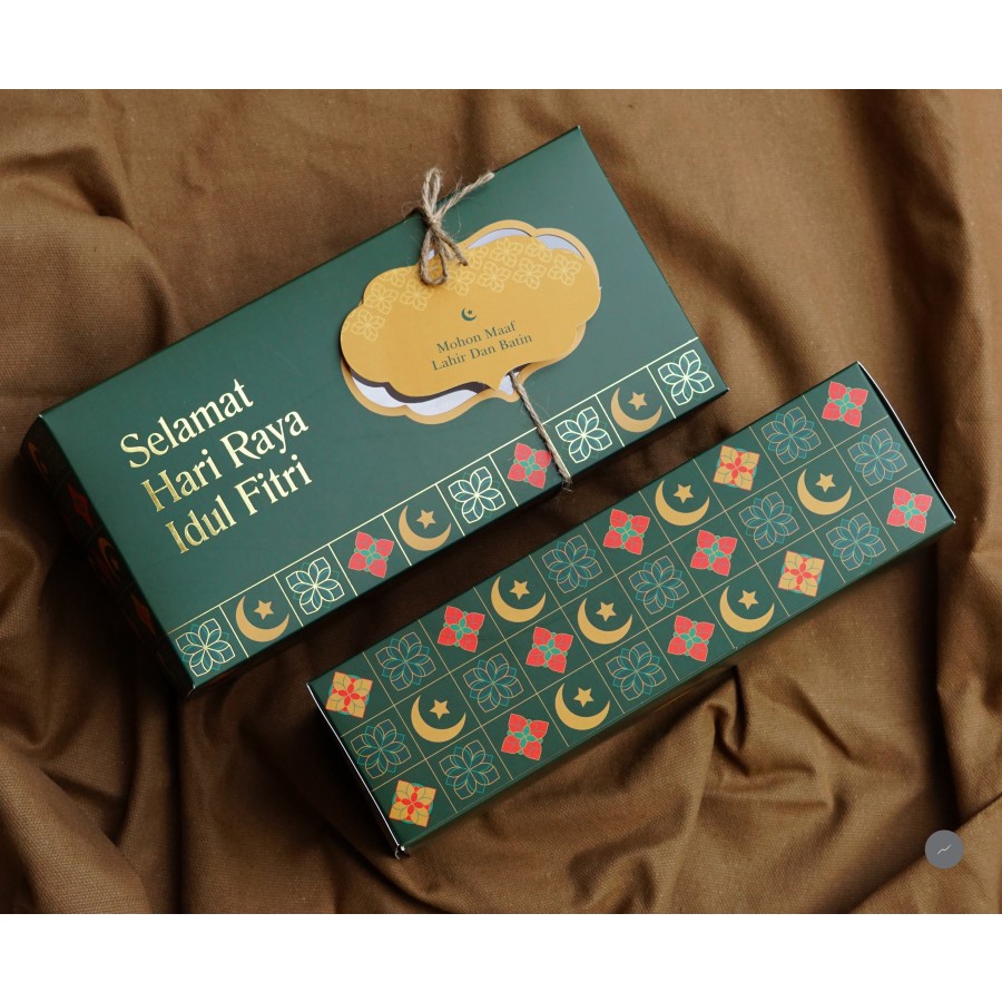

( 10 Pcs )Dus Kue Lebaran dus toples Packaging Hampers Cake Box Parcel dengan hang tag ( IDUL FITRI )