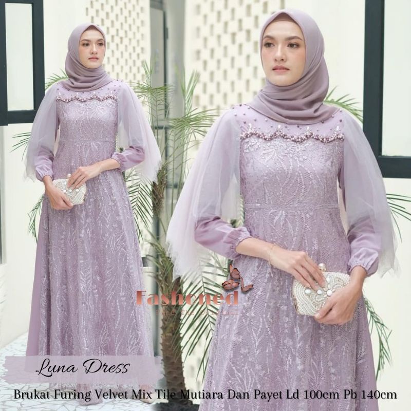 Luna Dress Brukat Muslim Jumbo XXXL Ld 120CM Ld 110CM Ld 100CM Brokat Lucia Dress Calista Maxi Premium Kondangan Kekinian Terbaru Lebaran Grosir Dres Pesta Tunagan Lamaran Pernikahan Resepsi Wisuda Seragaman Baju Lebaran Gaun Pesta Murah Konveksi Sage