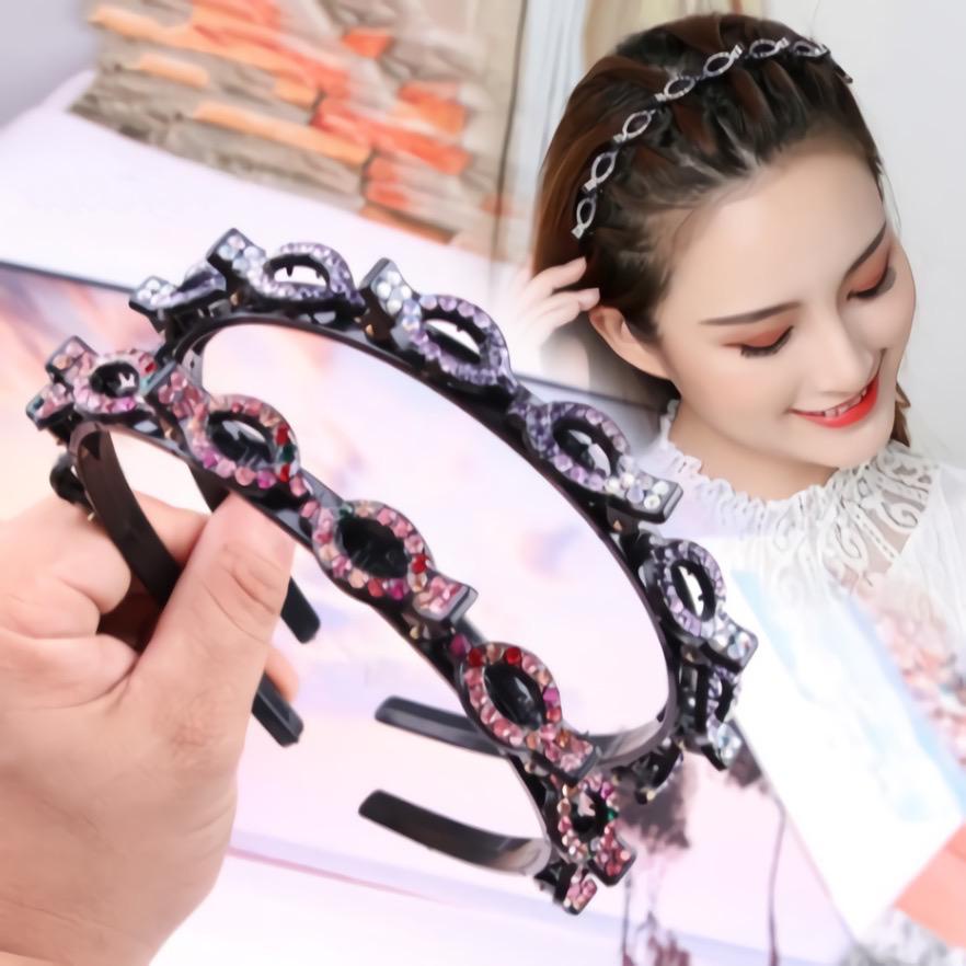 [MANYTHING] Bando Jepit Manik / Bando Jepit Rambut Fashion Korea / Jepit Rambut Double Layer Model Manik-Manik Cantik