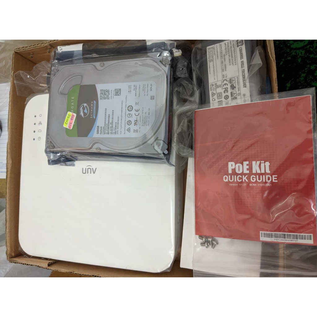 Paket NVR UNIVIEW / UNV POE 4CH NVR301-04LB-P4 + STORAGE 500GB SEAGATE
