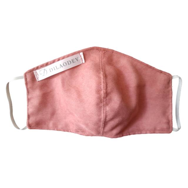 MASKER KAIN DILAODEV NON HIJAB POLOS WARNA PINK BAHAN BABY CORDUROY 2 LAPIS