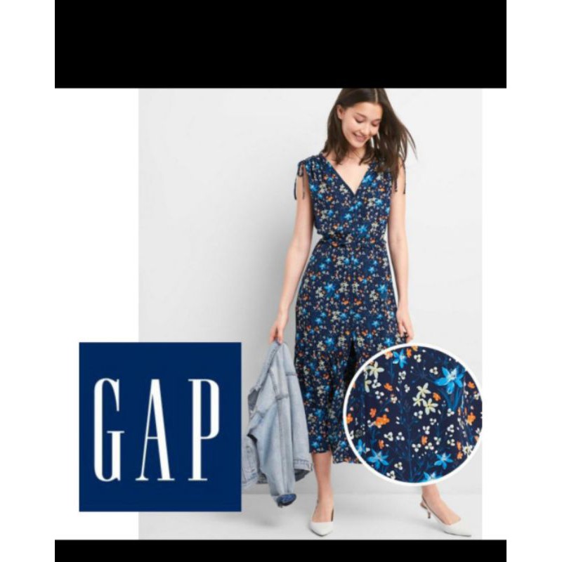 gap maxi sleveless dress blue