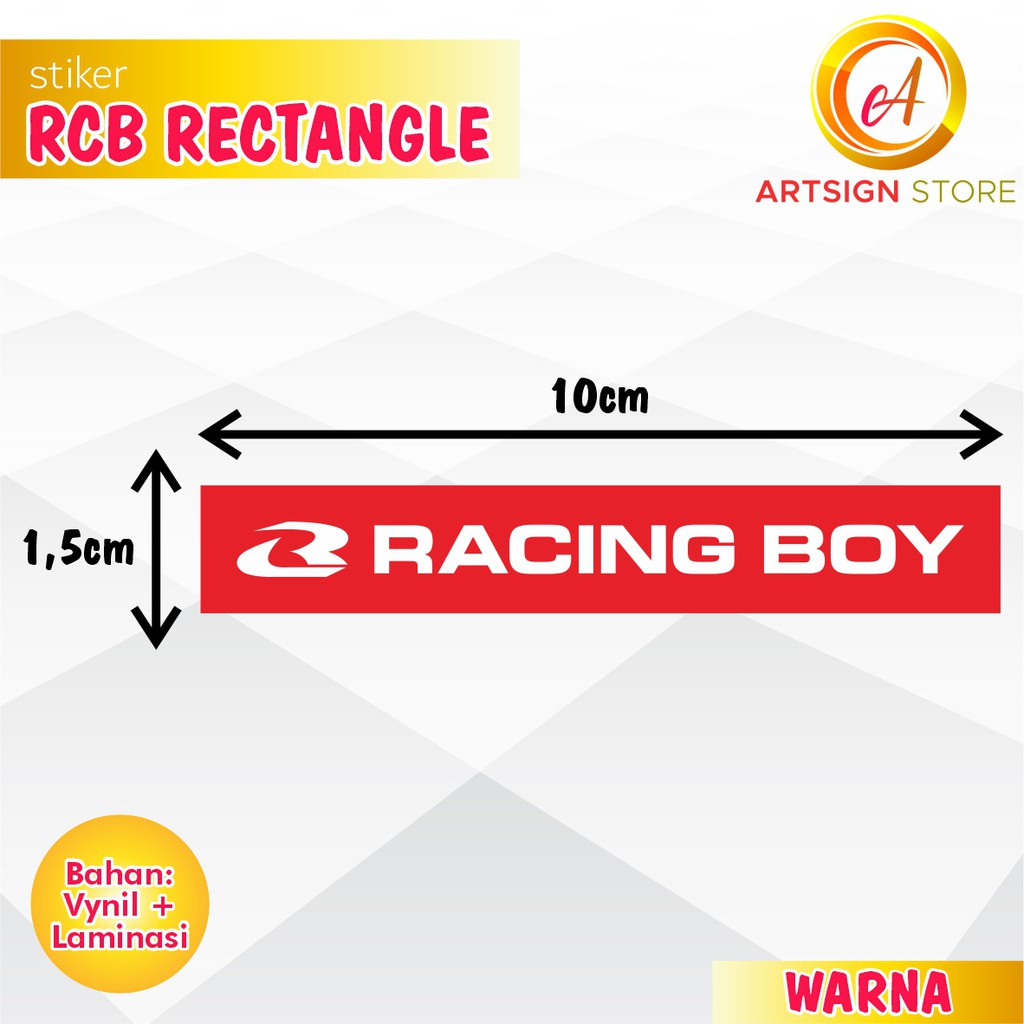Stiker RCB rectangle / Stiker Racing Boy / Sticker RCB / Sticker Racingboy / Stiker Racing