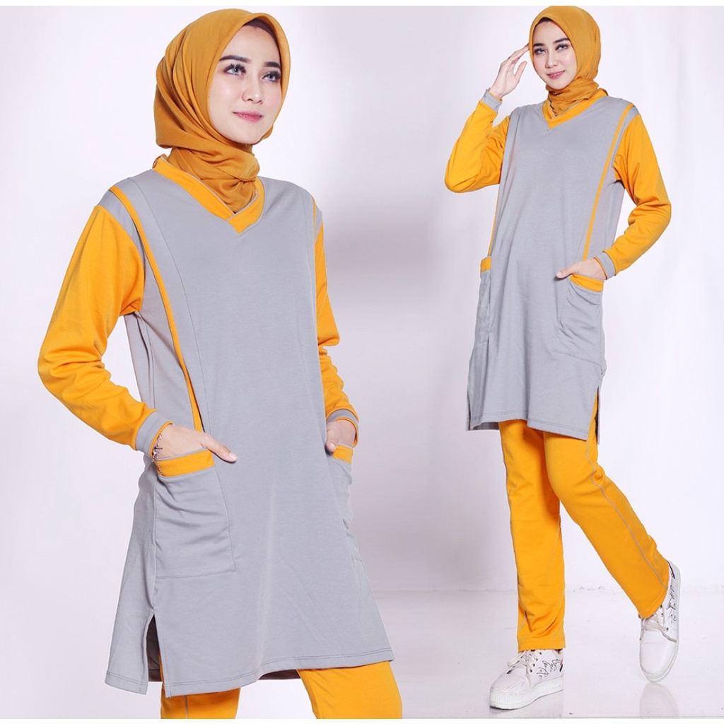 Setelan Senam Muslimah Model Tunik/seragam senam wanita muslimah/zumba aerobik