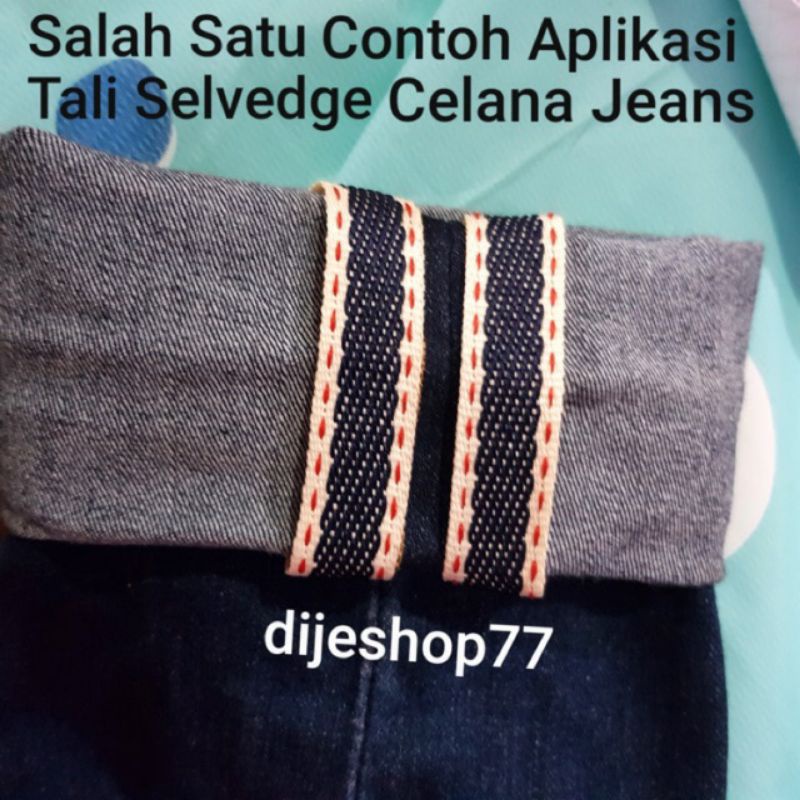 Pita List 2cm Denim celana jeans Selvedge 1,5 cm ( ROLL Pack ) / pita kain bis strip 1,5cm / Tali Se