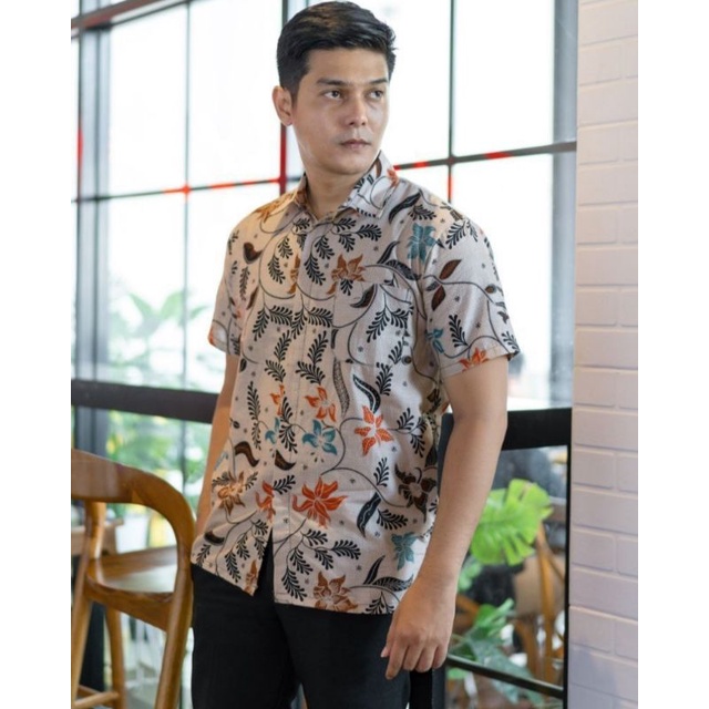 Batik Pria Anyar Lengan Pendek Casual Modern Modis TjGrup Size M L XL XXL XXXL Batik Pria Kantor