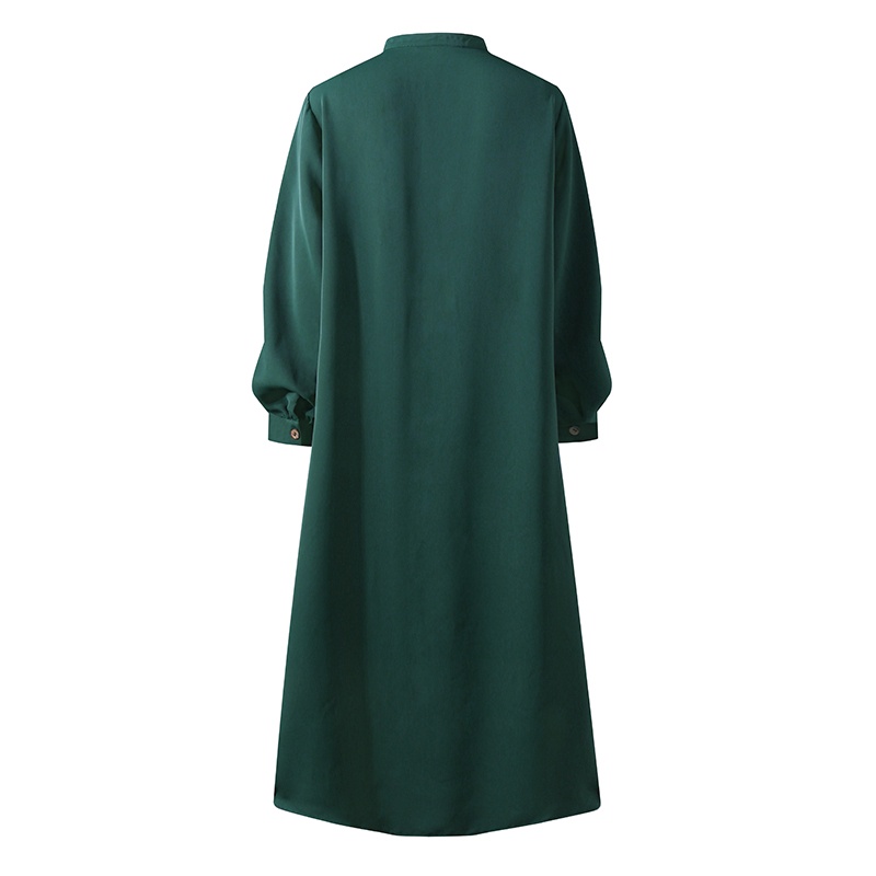 ZANZEA Women Lantern Sleeve Buttons Muslim Loose Casual Maxi Dress