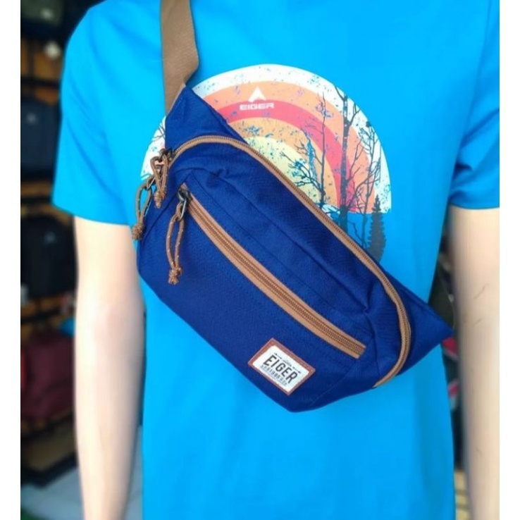 EIGER1989/7336 TAS PINGGANG PRIA Z-GRAPNEL WAIST BAG - TAS PINGGANG PRIA BLUE/BROWN ORIGINAL
