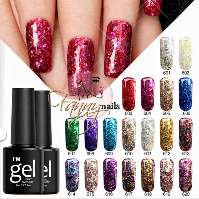 IM GEL I'M GEL GLITTER SERIES uv led soak off gel polish gliter / kutek gel polish Tahan 1 Bulan