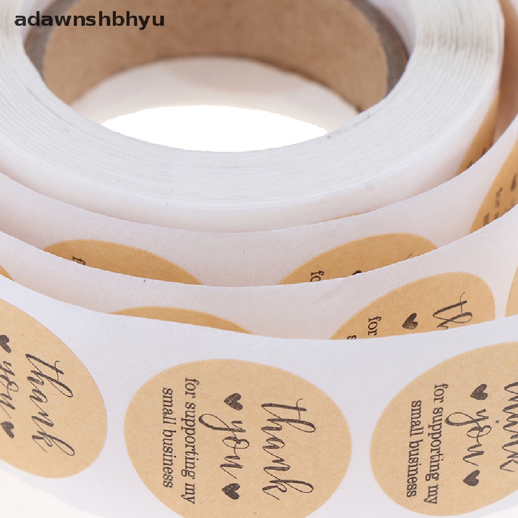 Adawnshbhyu 500PCs/roll Handmade Thank You Stiker Kertas Label Bulat Alat Tulis Dekorasi