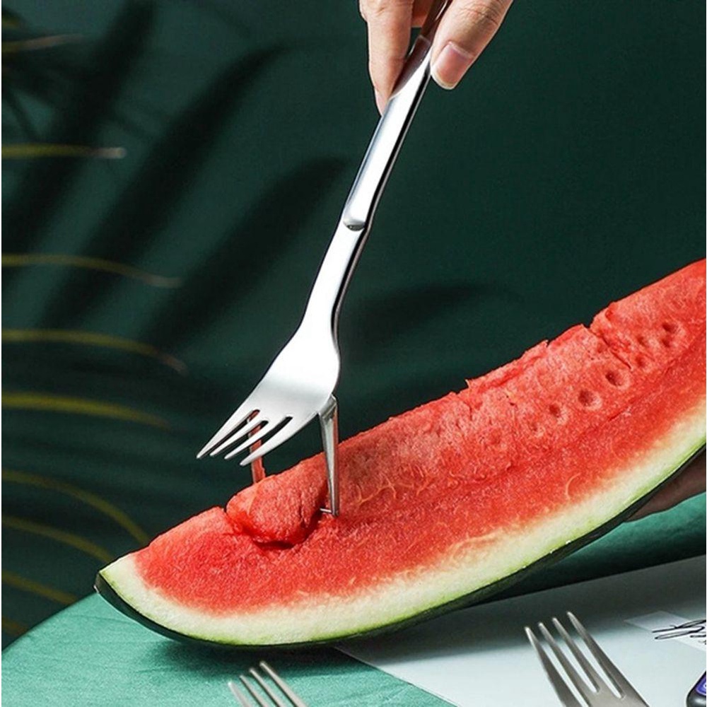 [Elegan] Watermelon Slicer Kreatif 2-in-1 Sendok Serbaguna Peralatan Makan Berkemah