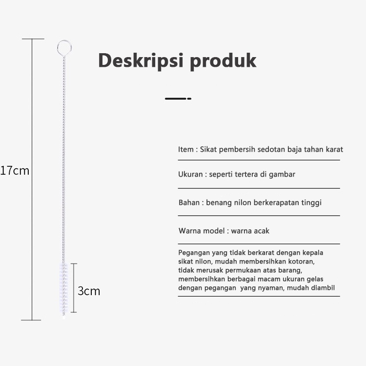 HIPPO LAND SIKAT PEMBERSIH SEDOTAN SIKAT SEDOTAN STAINLESS BRUSH STRAW/Sikat Pembersih Sedotan 219