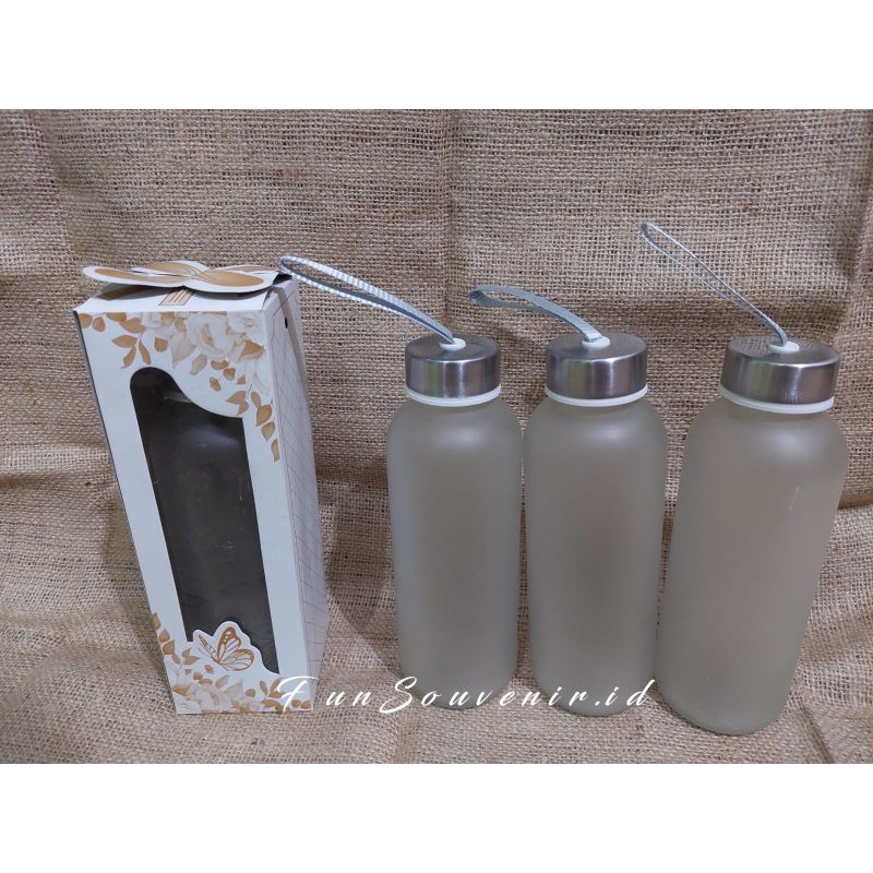 SOUVENIR BOTOL KACA DOFF 420ML / botol + box / gratis box / botol 420ml