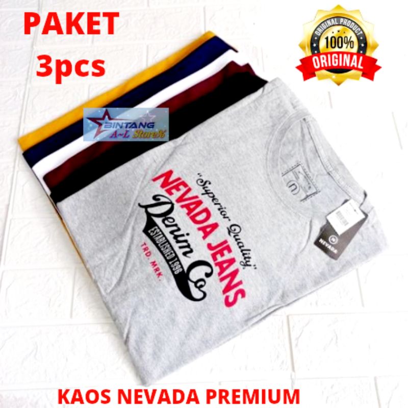 Baju Kaos Pria Distro 3pcs 100k original Dewasa Keren Murah Berkualitas Premium Tshirt Cowok CeweK / kaos pria distro / Kaos Nevada pria wanita dewasa