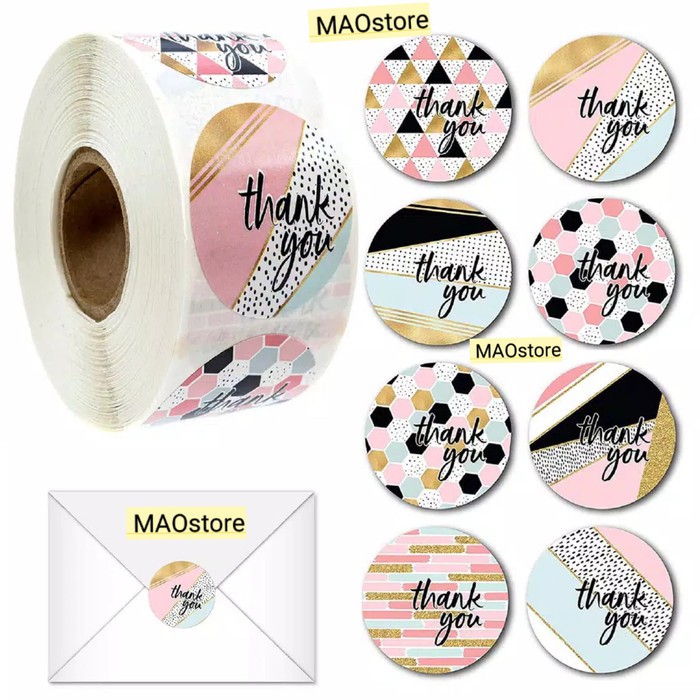 

MAOSTORE 8 MOTIF STIKER THANK YOU BENTUK GEOMETRIC SHAPES STICKER SRW3