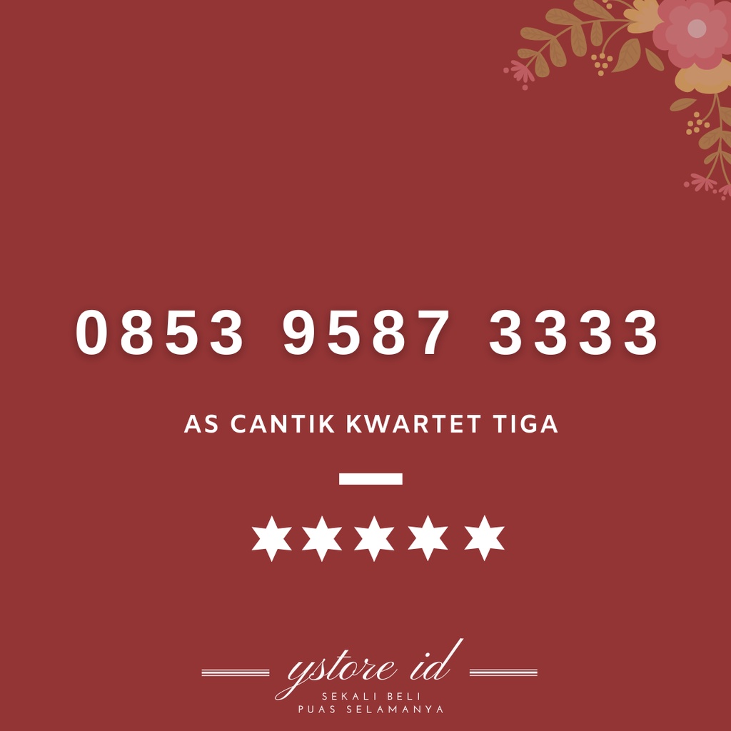 Langka | NOMOR CANTIK TELKOMSEL AS KARTU PERDANA NOMER BELAKANG UJUNG EKOR 3333 3333