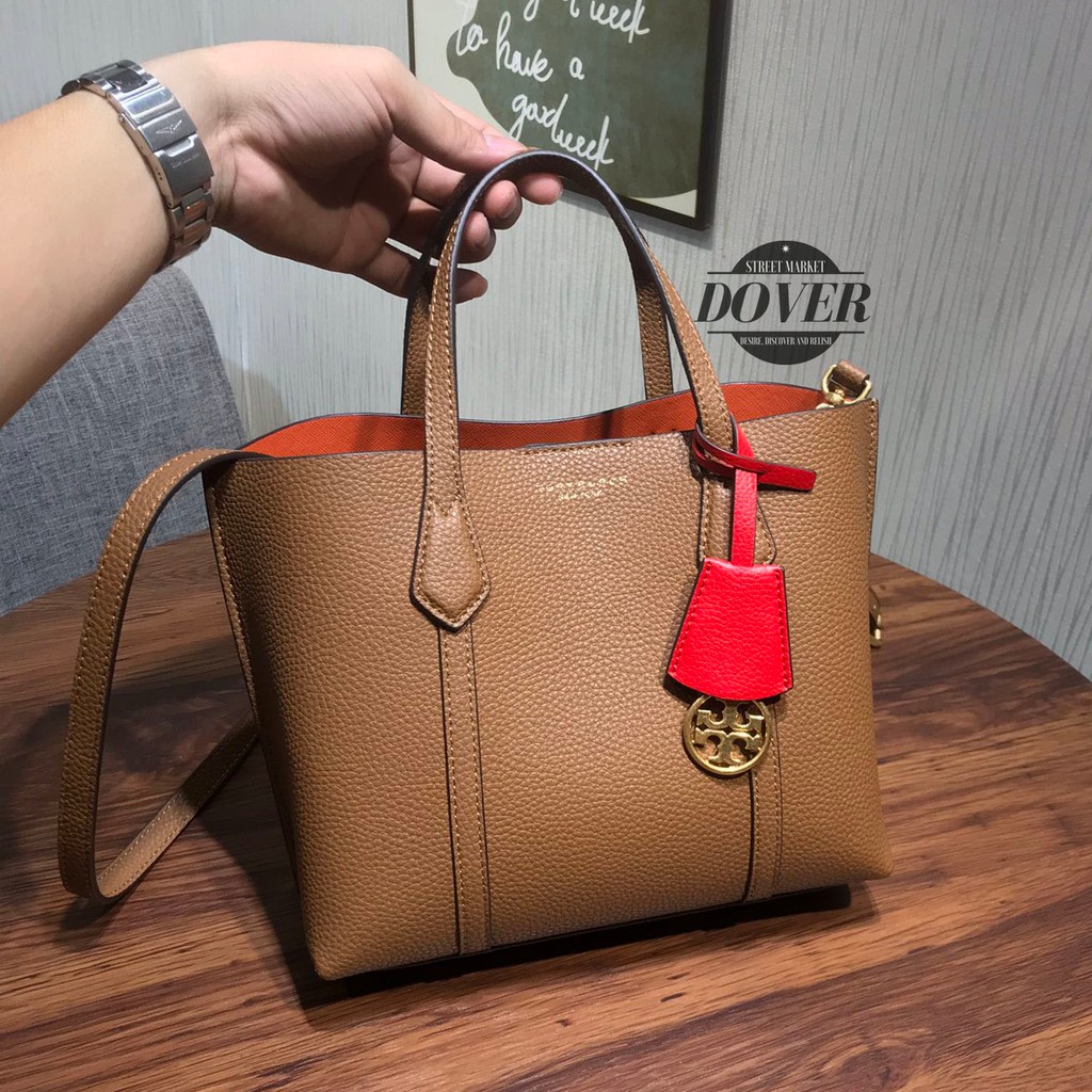 Tory Burch Perry Small Triple Compartment Tote Bag Light Umber - ORIGINAL 100%