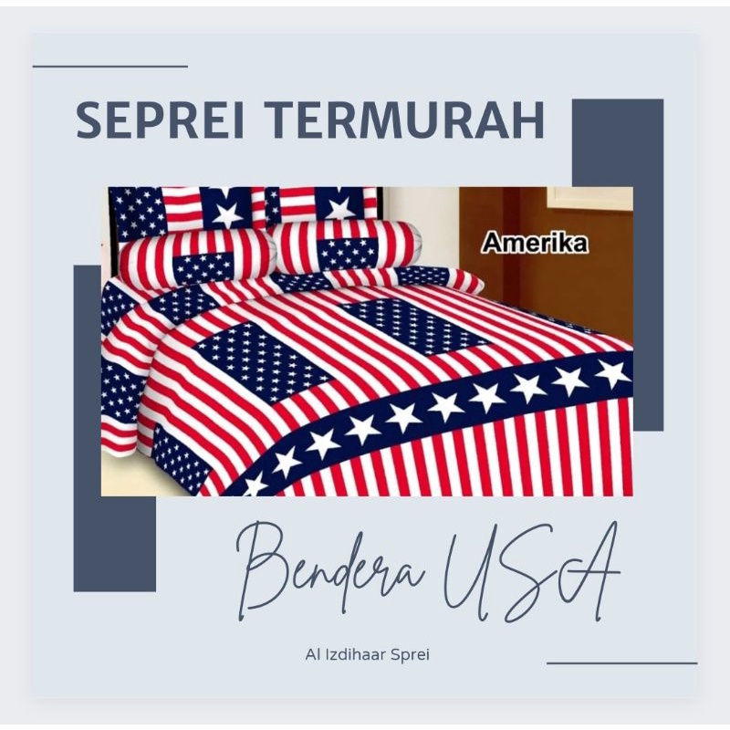 (BISA COD) Seprei/Sprei Home Made Disperse Motif Bendera America Bendera London Sprei Motif Bola Man