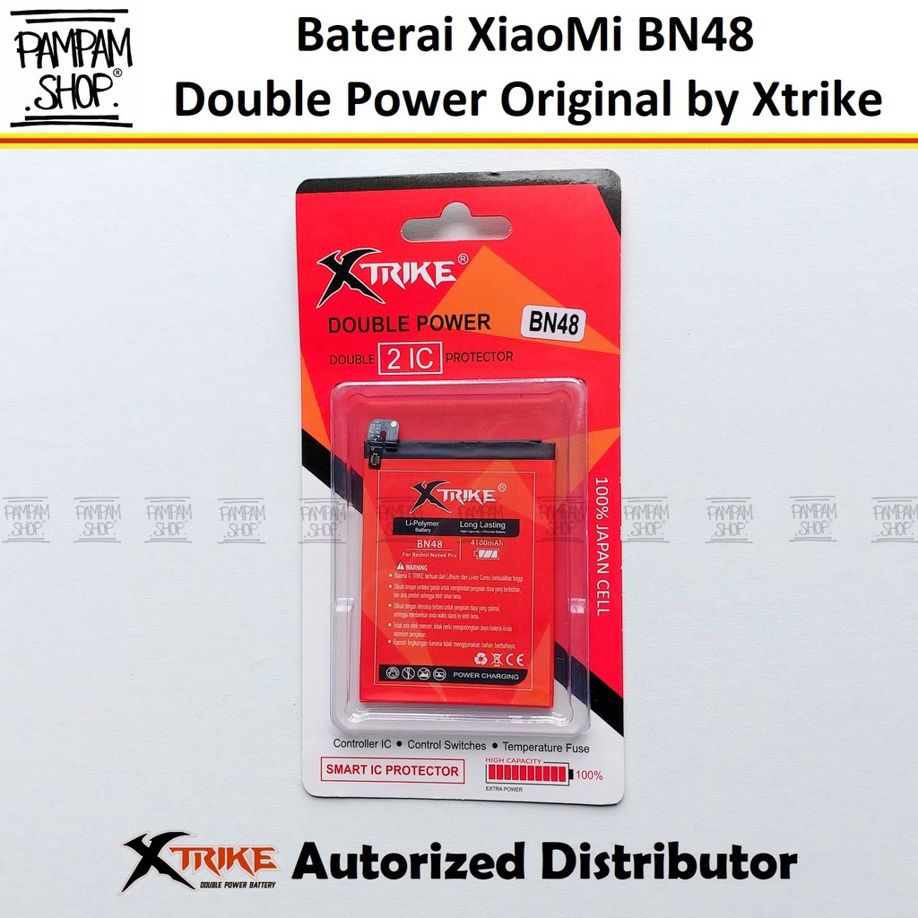 Baterai XTRIKE Double Power Original XiaoMi BN48 Redmi Note 6 Pro Batre Batrai BN 48 Ori